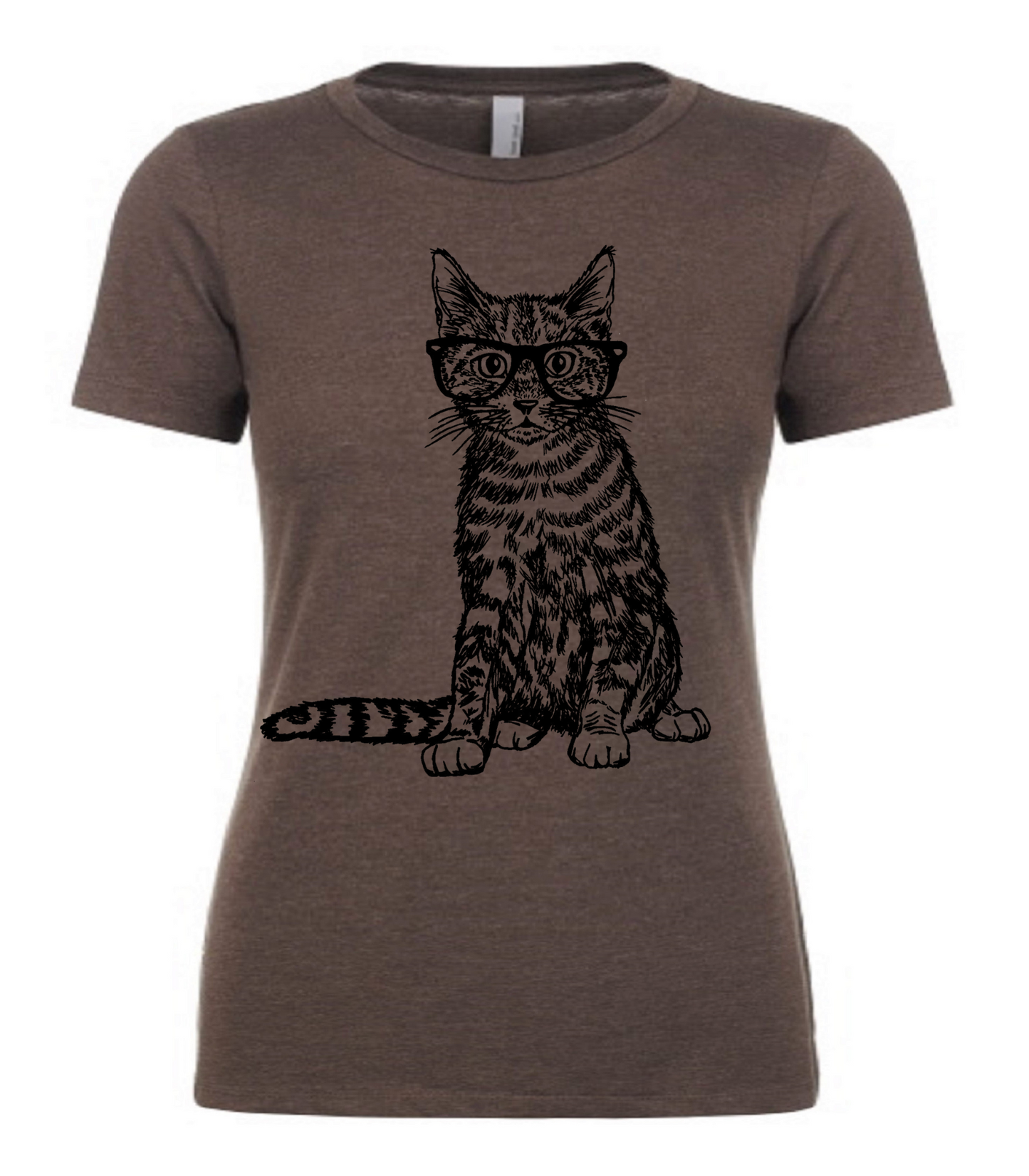 Cat Wearing Glasses Ladies T Shirt