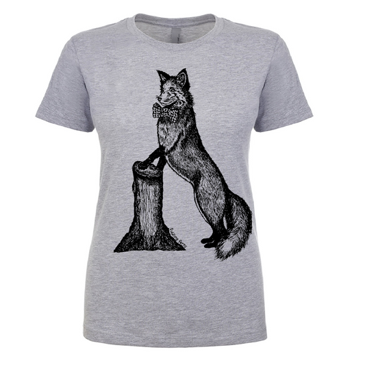 Fox in a Houndstooth Bowtie Ladies T Shirt