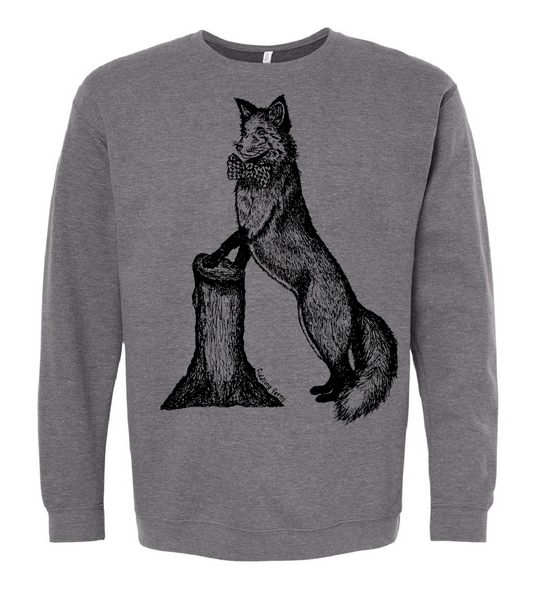 Fox in a Houndstooth Bowtie Unisex Fleece Crewneck