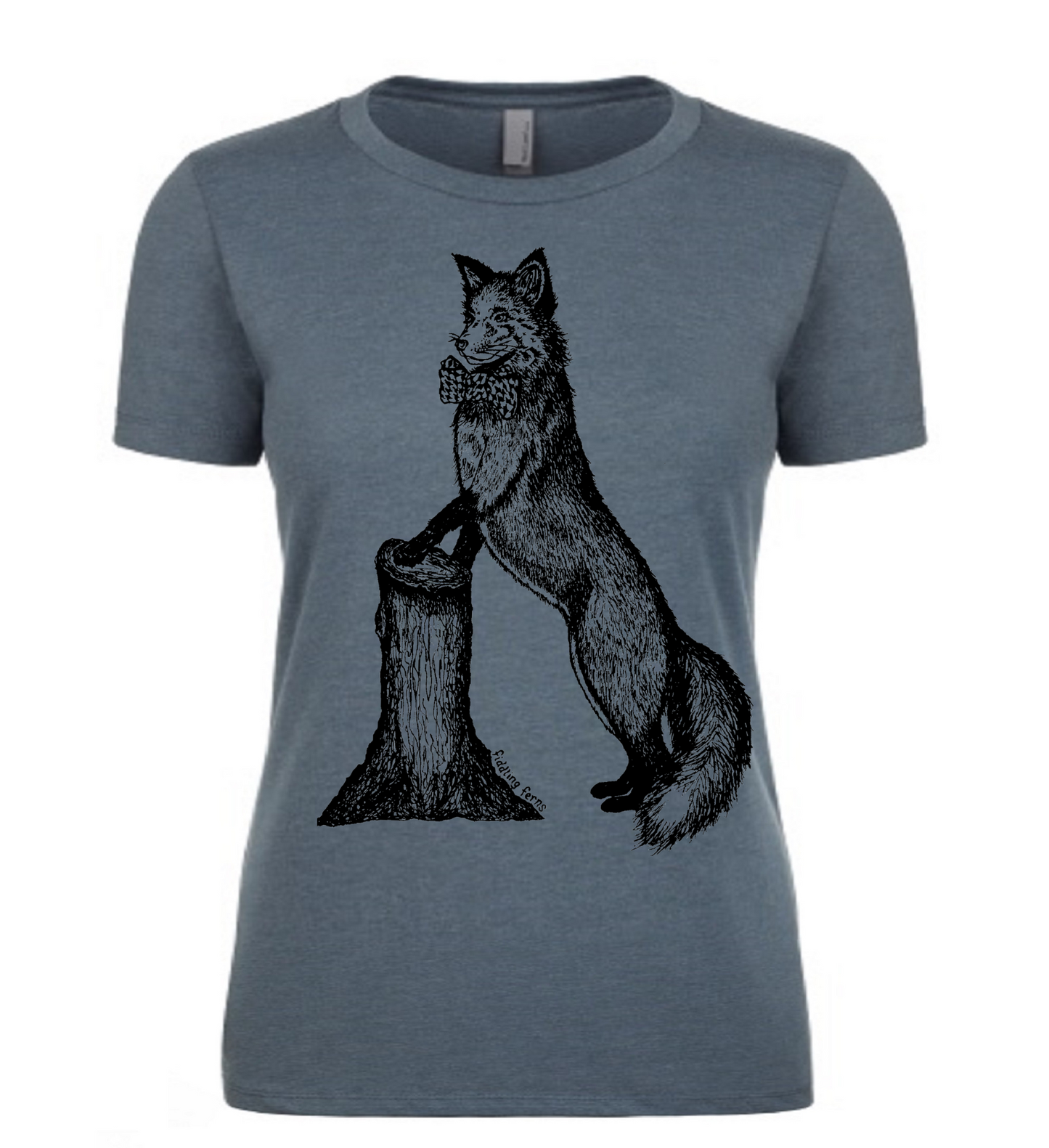 Fox in a Houndstooth Bowtie Ladies T Shirt