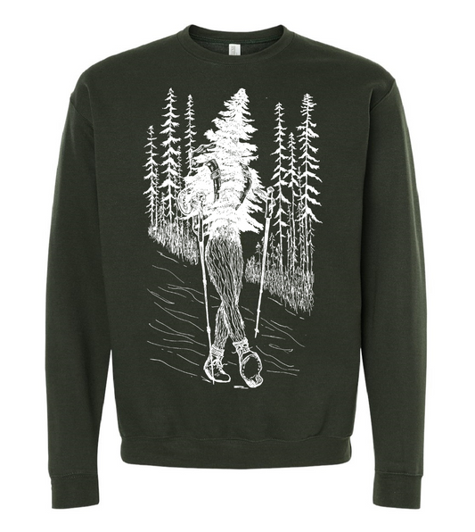 Hiking Tree Unisex Fleece Crewneck