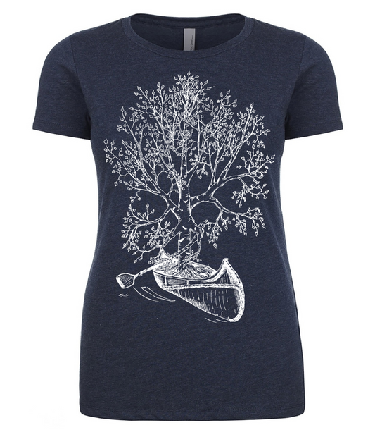 Birch Tree in a Canoe Ladies T Shirt