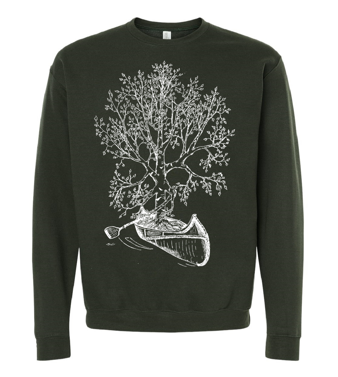 Birch Tree in a Canoe Unisex Fleece Crewneck
