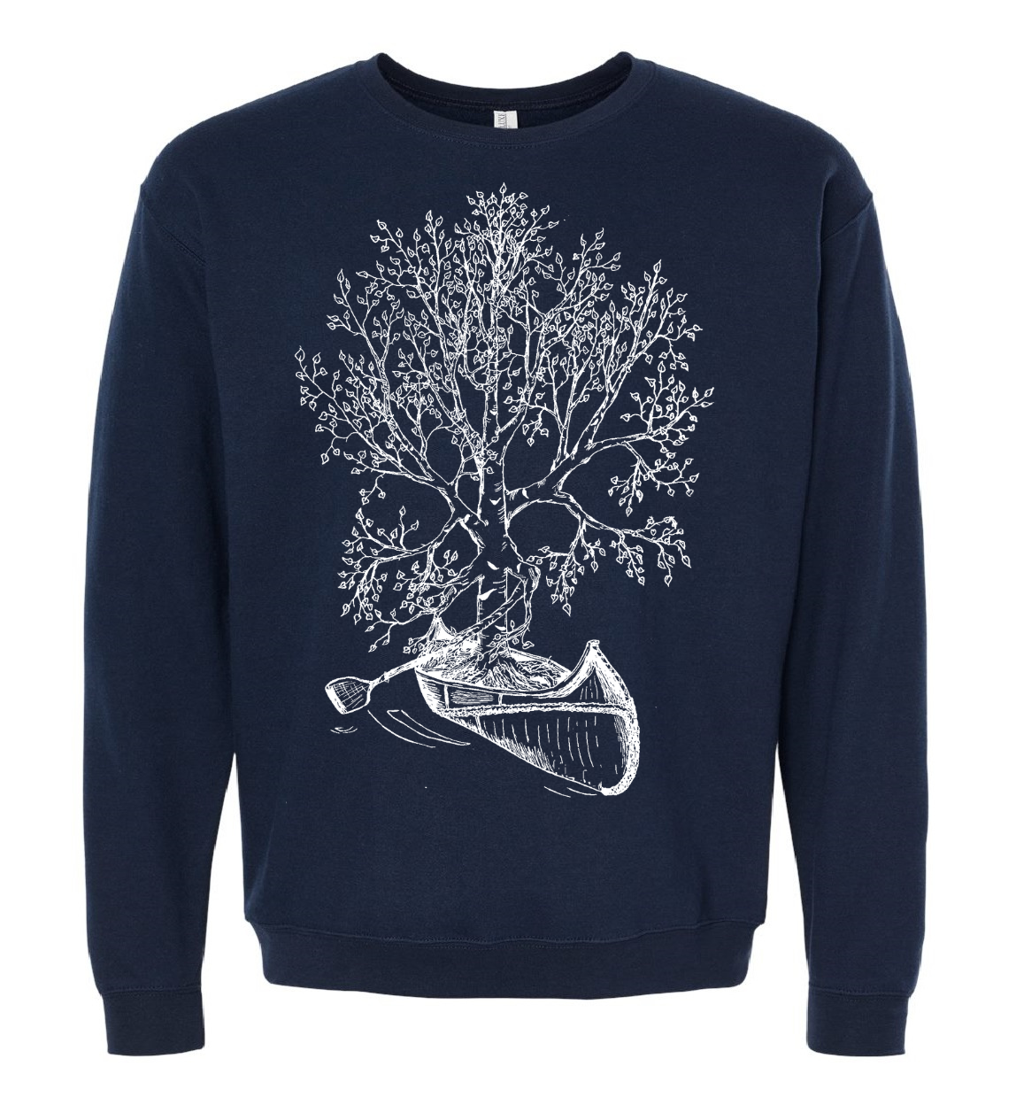 Birch Tree in a Canoe Unisex Fleece Crewneck