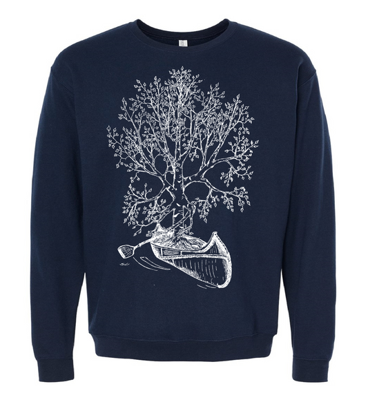 Birch Tree in a Canoe Unisex Fleece Crewneck