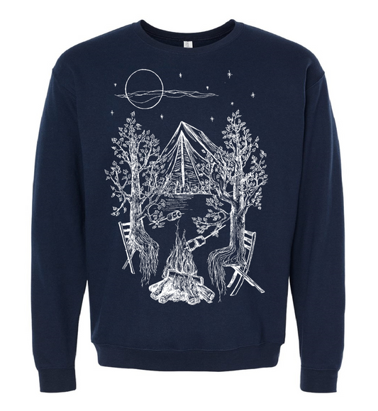 Trees Camping Unisex Fleece Crewneck