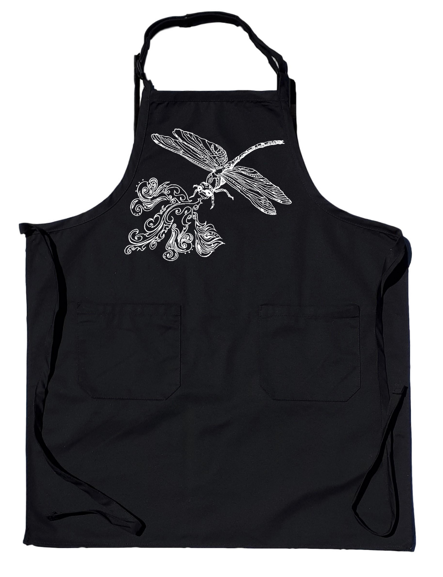 Fire Breathing Dragonfly Chef's Apron with Pockets