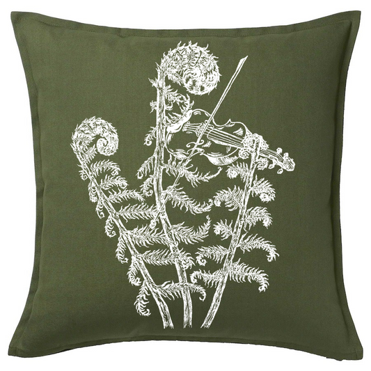 Fiddleheads Playing the Fiddle 20 x 20 Cushion Cover