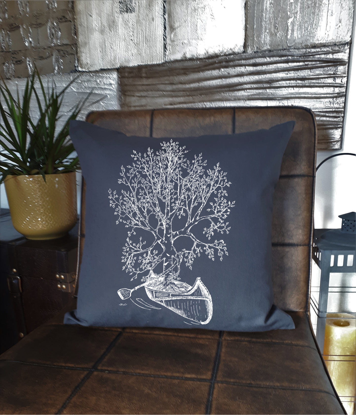 Birch Tree Canoeing 20 x 20 Cushion Cover