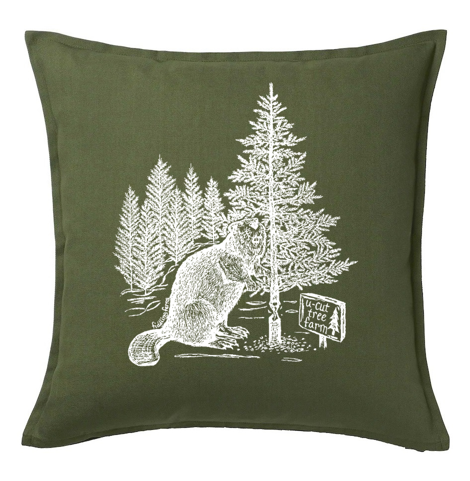 Beaver at U Cut Tree Farm 20 x 20 Cushion Cover