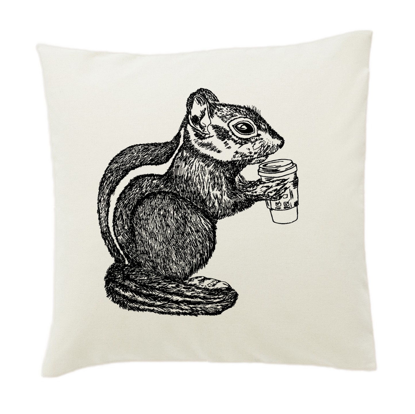 Chipmunk Drinking Coffee 20 x 20 Cushion Cover
