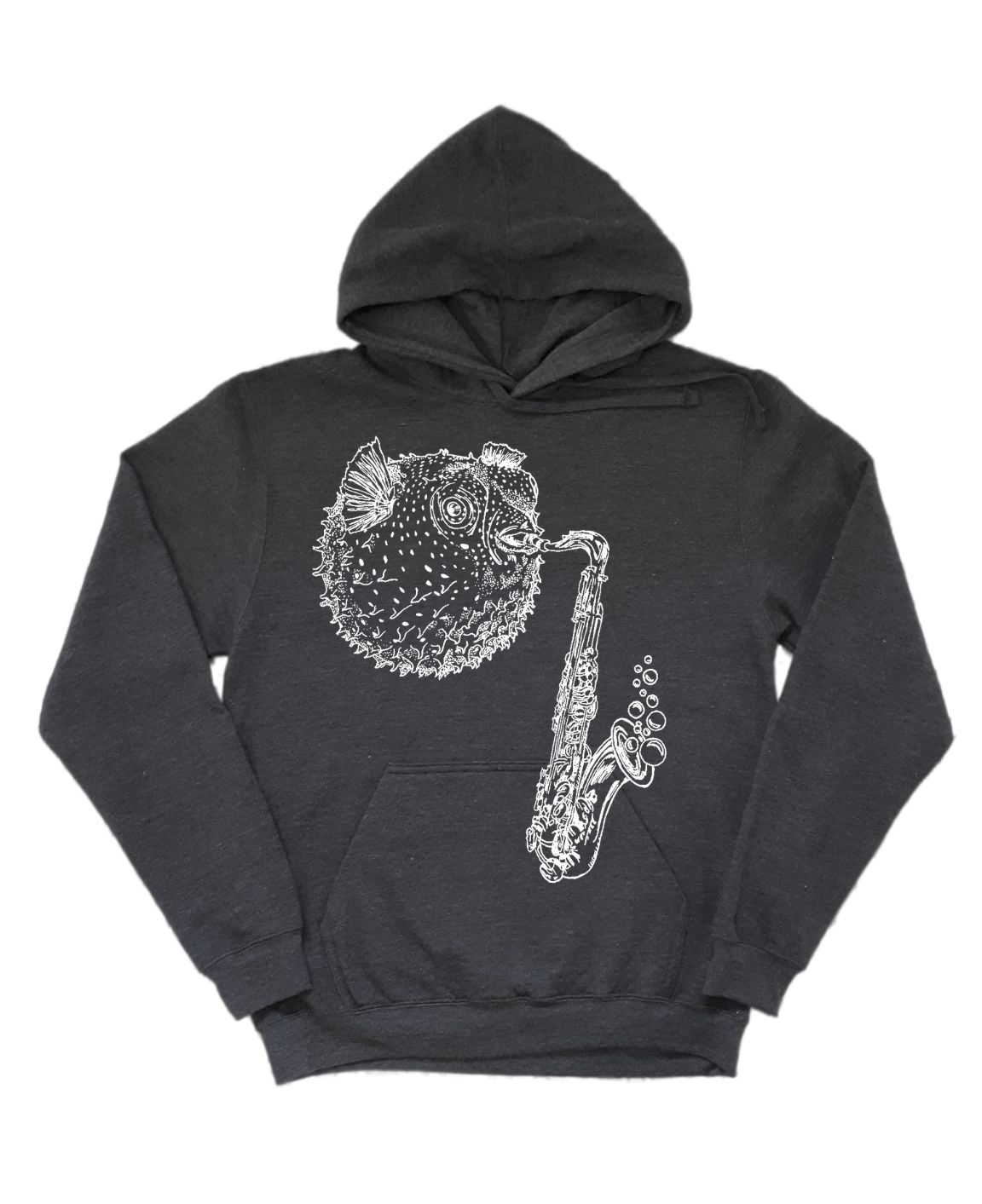 Blowfish Playing Saxophone Unisex Fleece Hoodie