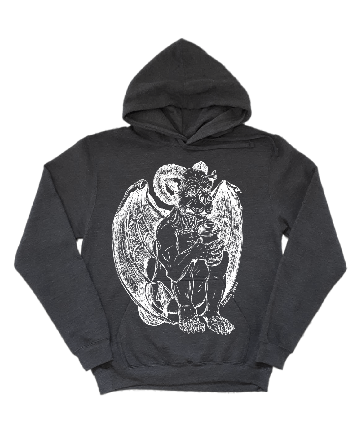 Gargoyle Drinking Coffee Unisex Fleece Hoodie