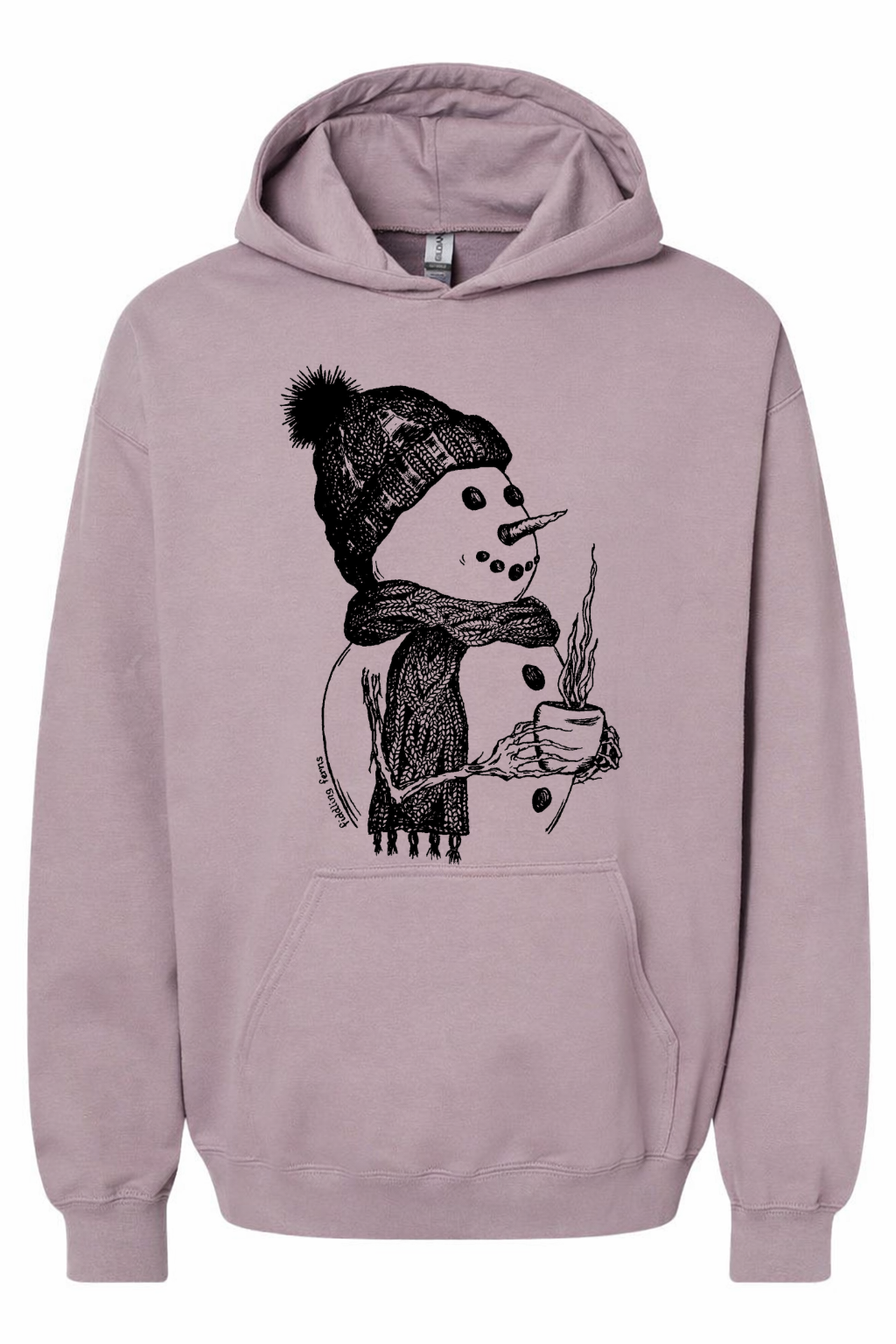 Snowman Drinking Coffee Unisex Fleece Hoodie
