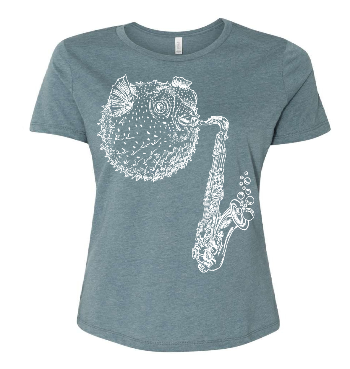 Blowfish Playing Saxophone Ladies Loose Fit T Shirt