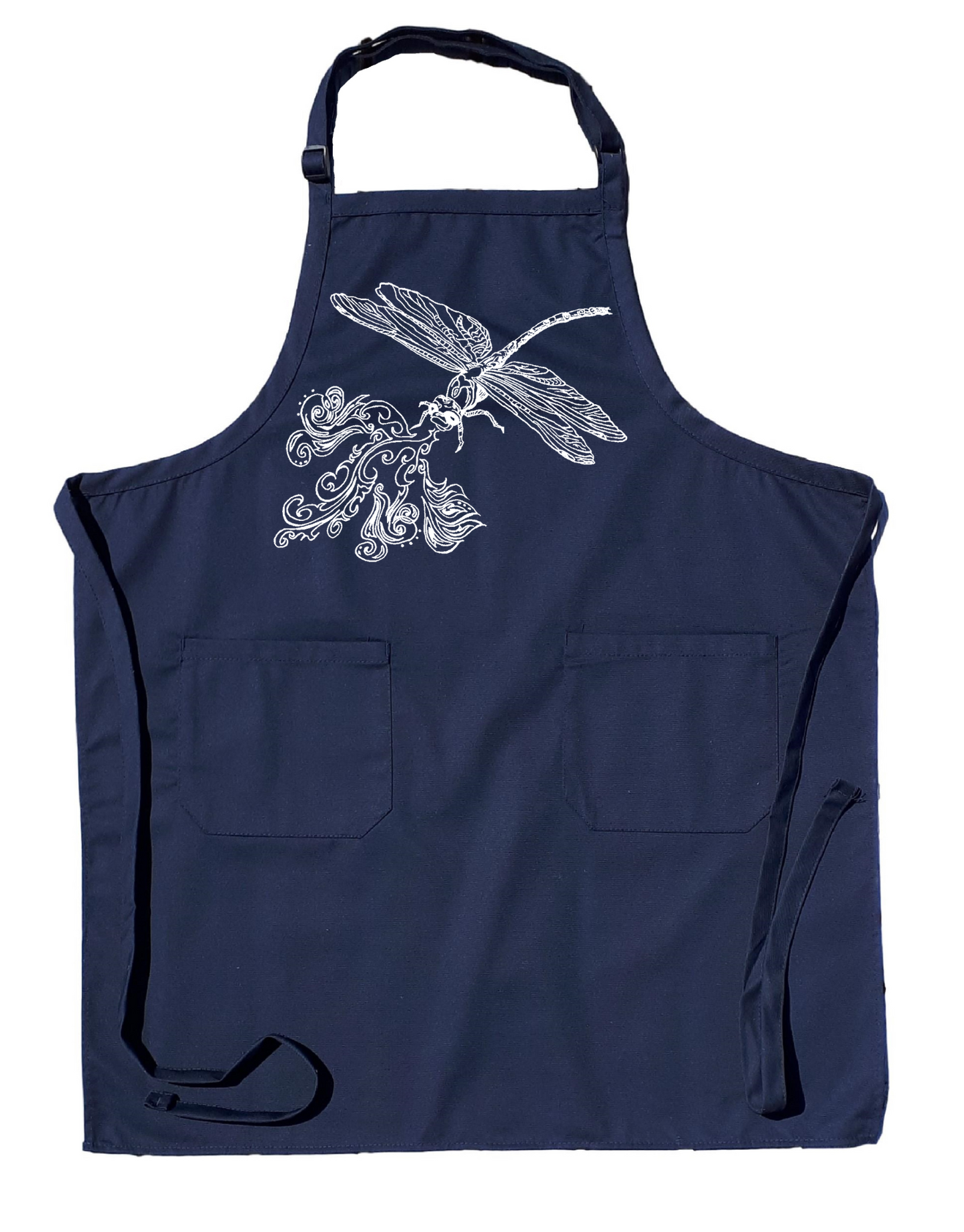 Fire Breathing Dragonfly Chef's Apron with Pockets