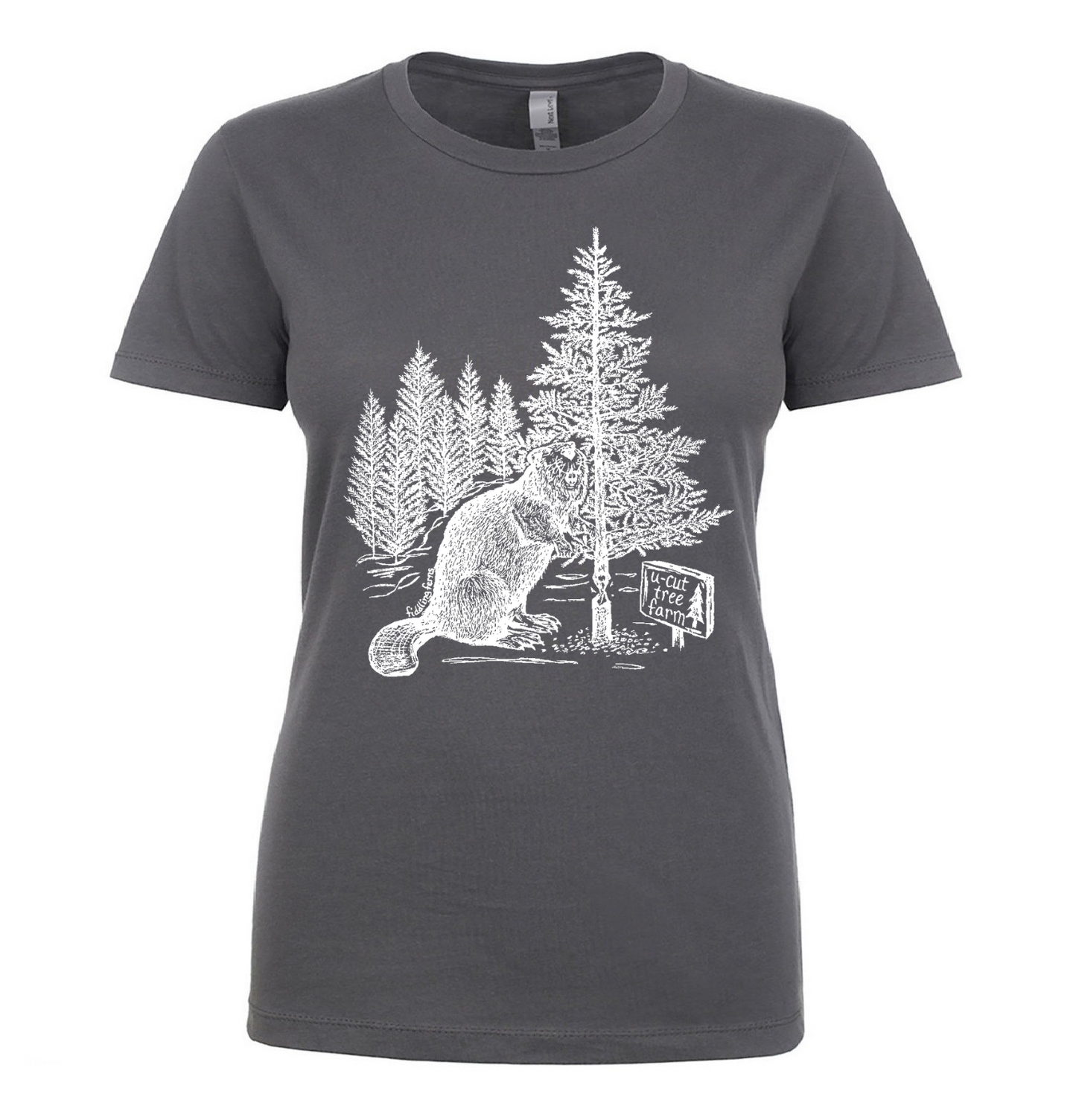 Beaver at a U Cut Tree Farm Ladies T Shirt
