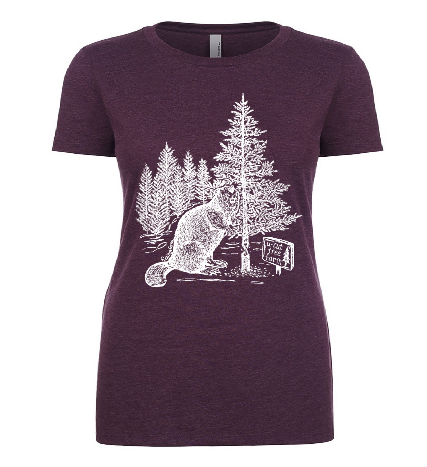 Beaver at a U Cut Tree Farm Ladies T Shirt