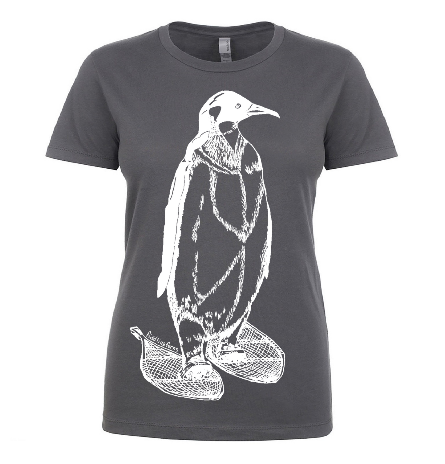 Penguin Wearing Snowshoes Ladies T Shirt