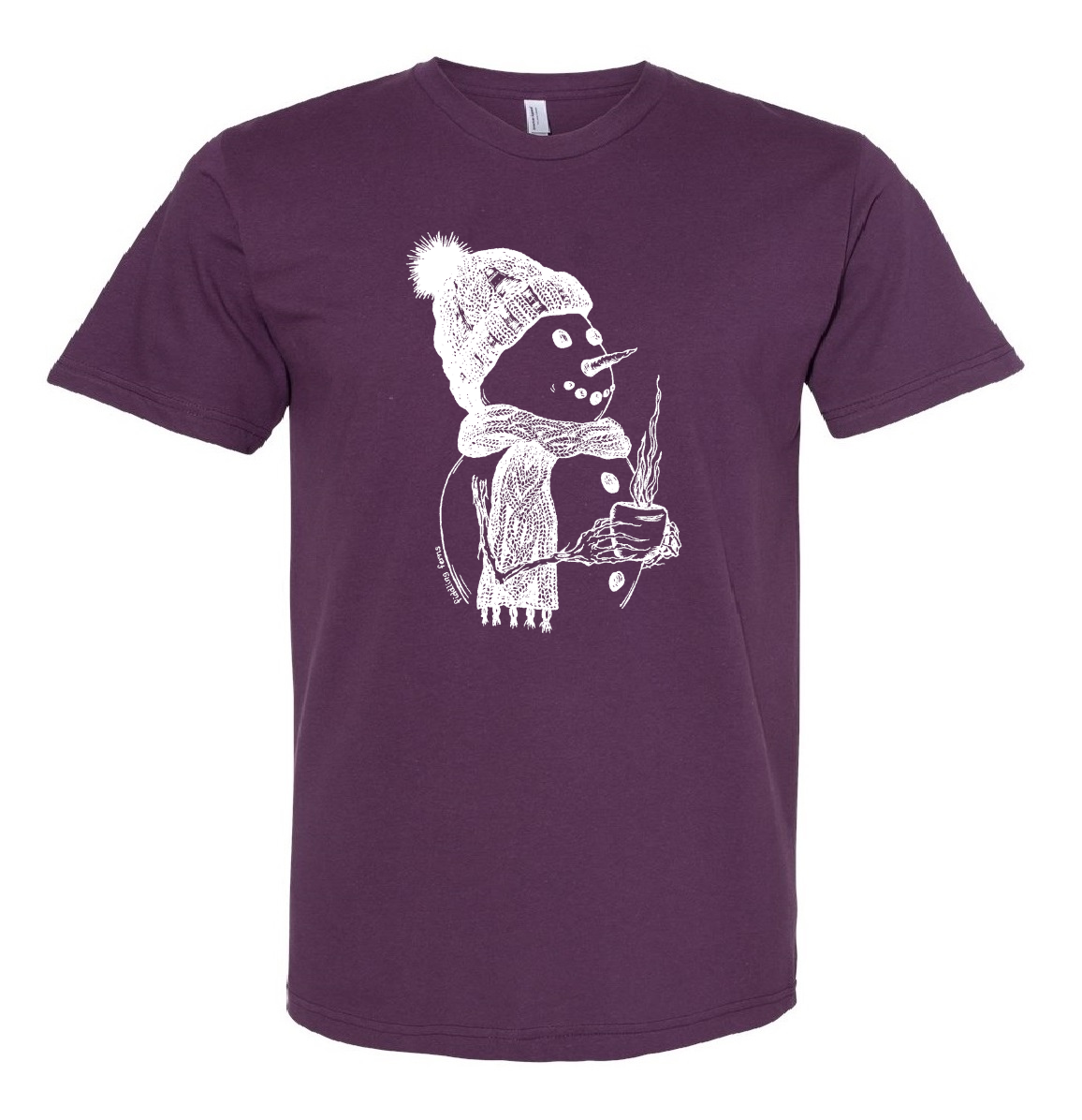 Snowman Drinking Coffee Unisex T Shirt