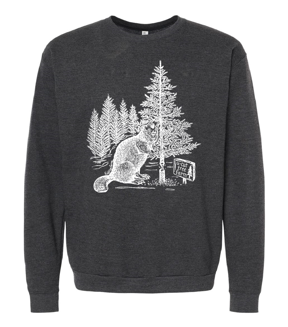 Beaver at a U Cut Tree Farm Unisex Fleece Crewneck