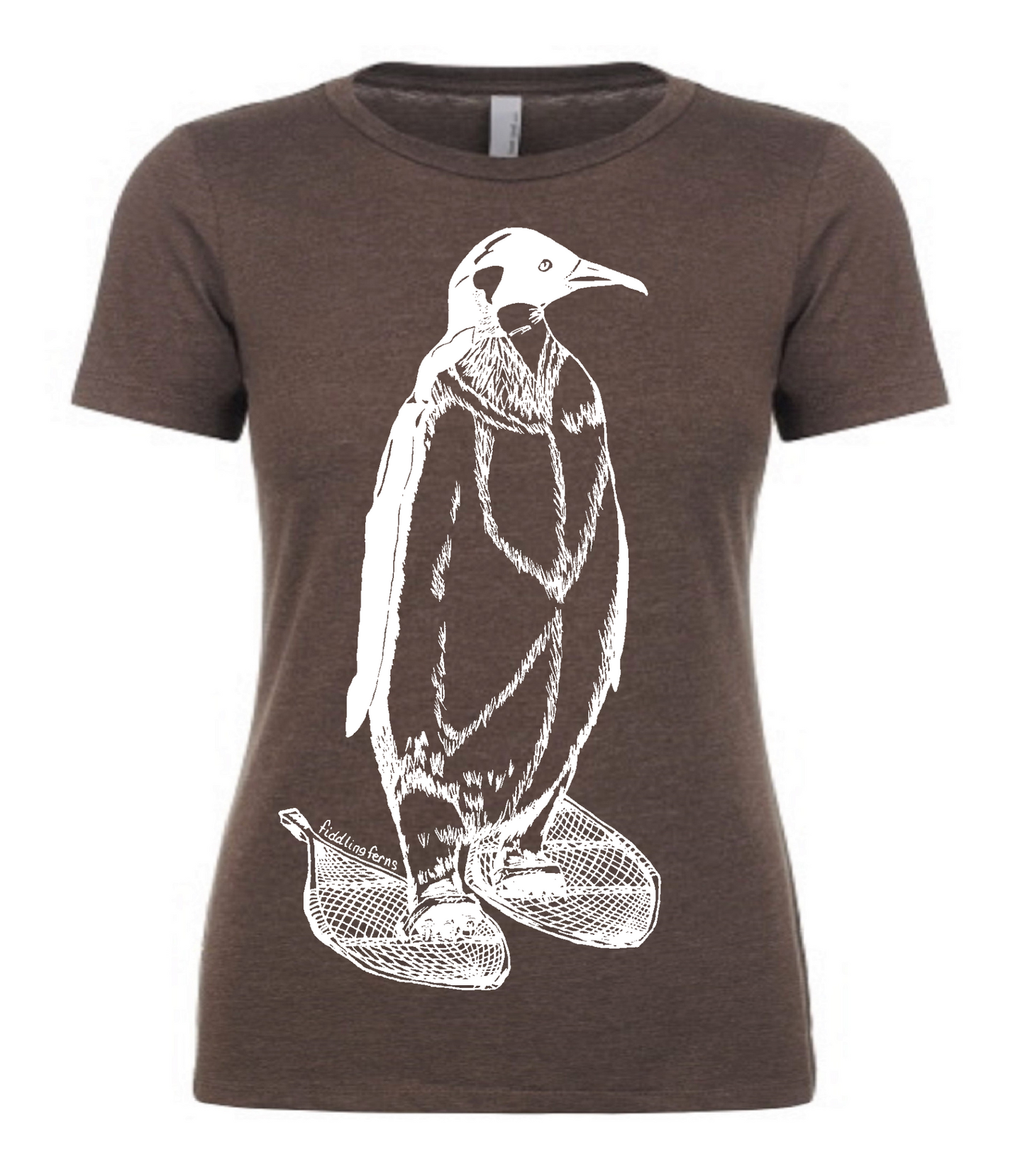 Penguin Wearing Snowshoes Ladies T Shirt