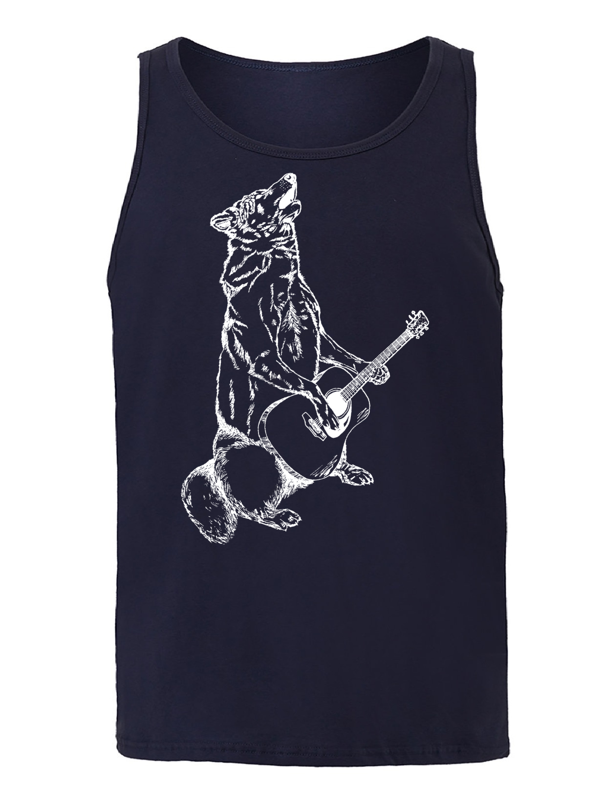 Howling Wolf Playing Guitar Unisex Tank Top
