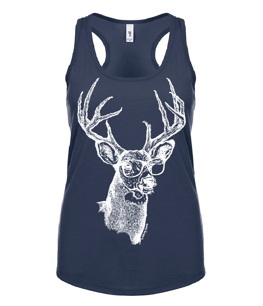 Buck Wearing Glasses Ladies Tank Top