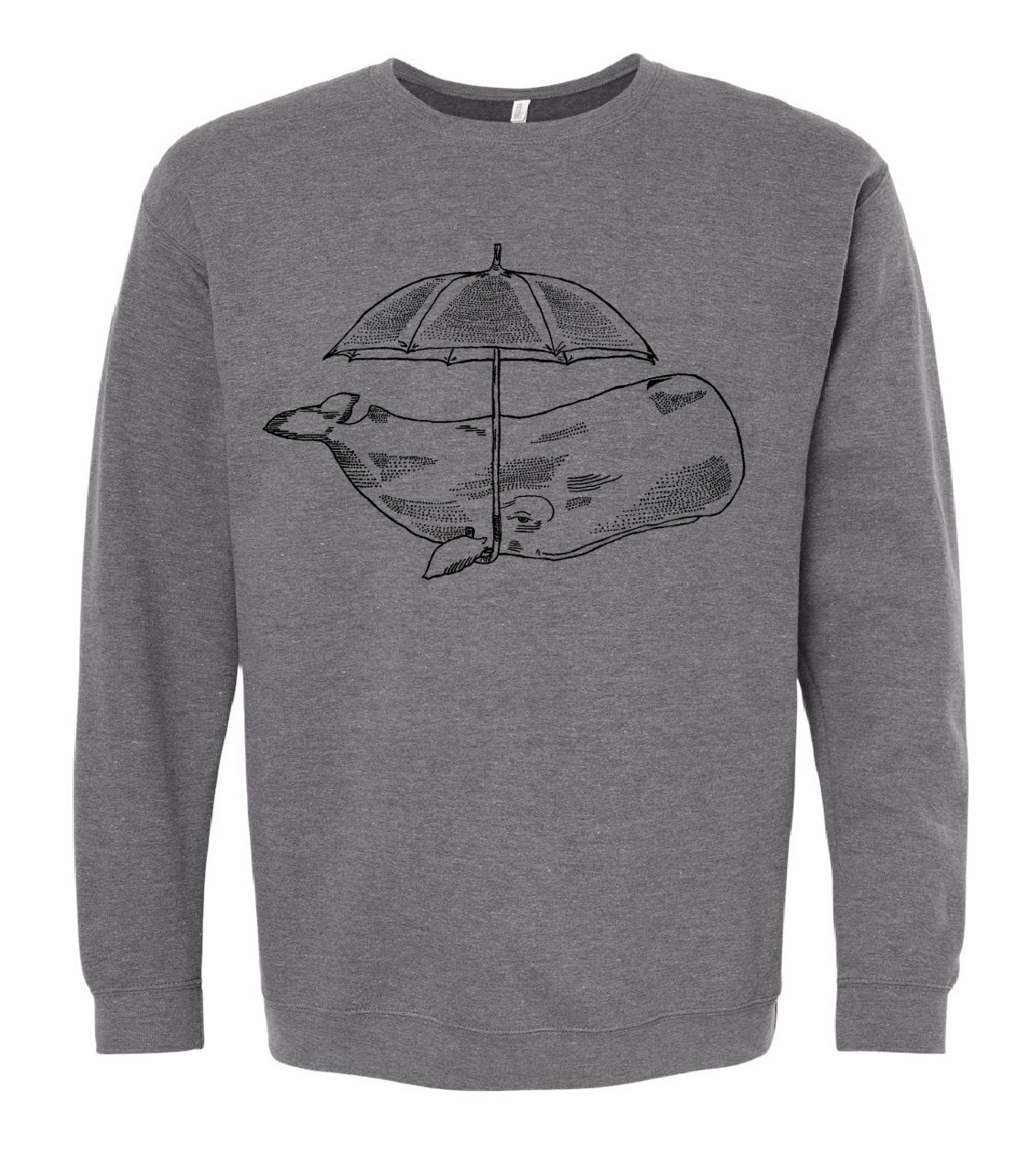Whale with Umbrella Unisex Fleece Crewneck