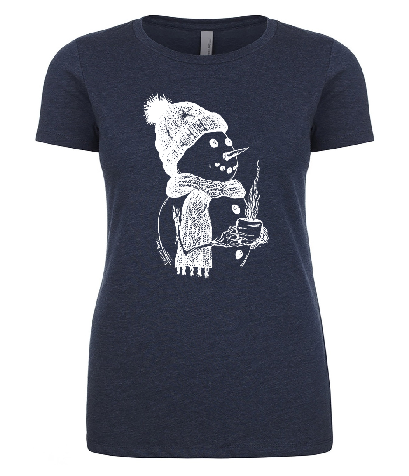 Snowman Drinking Coffee Ladies T Shirt