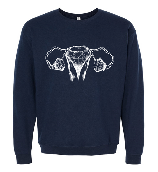 Diamond Uterus and Ovaries Unisex Fleece Crewneck