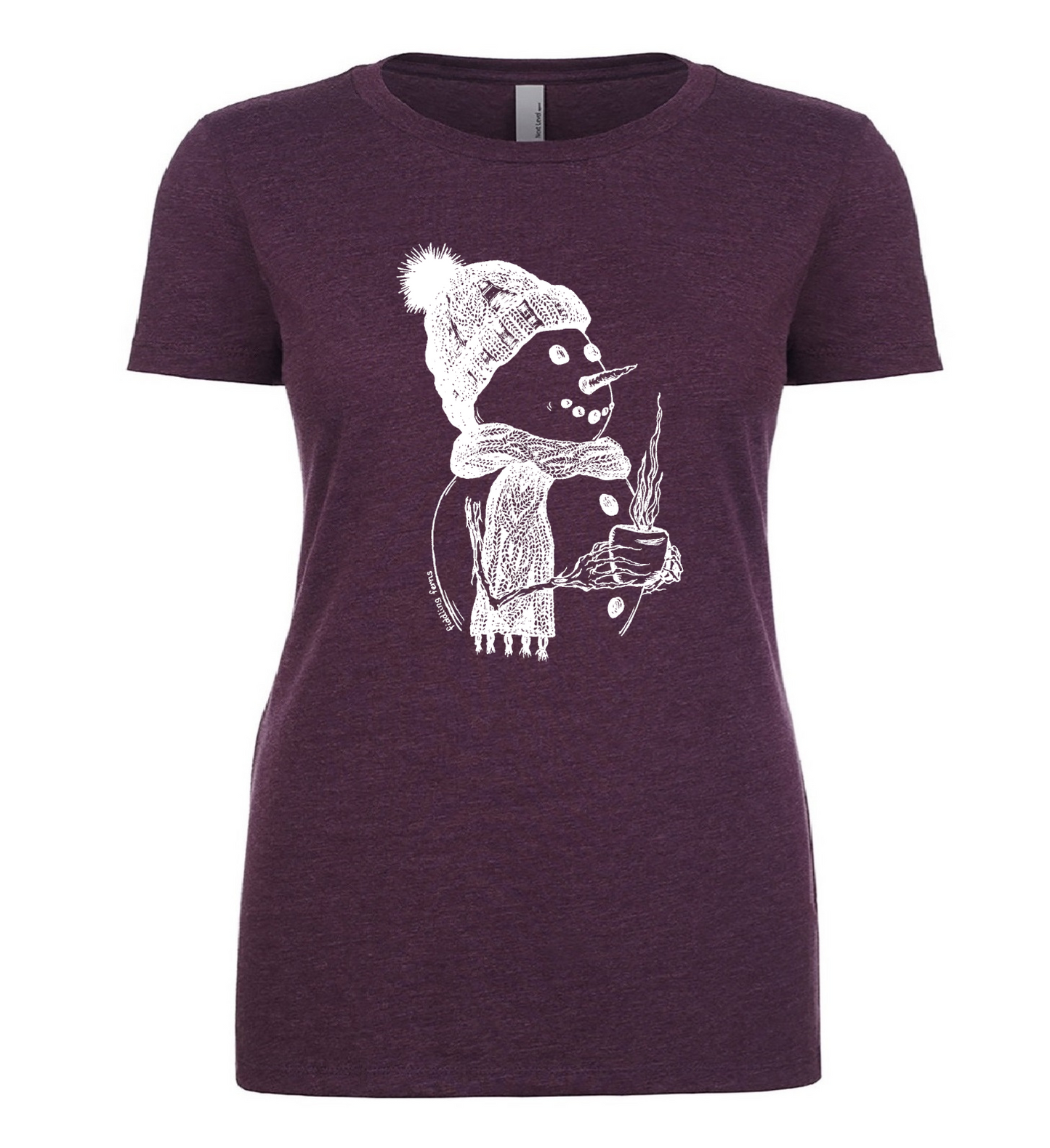 Snowman Drinking Coffee Ladies T Shirt