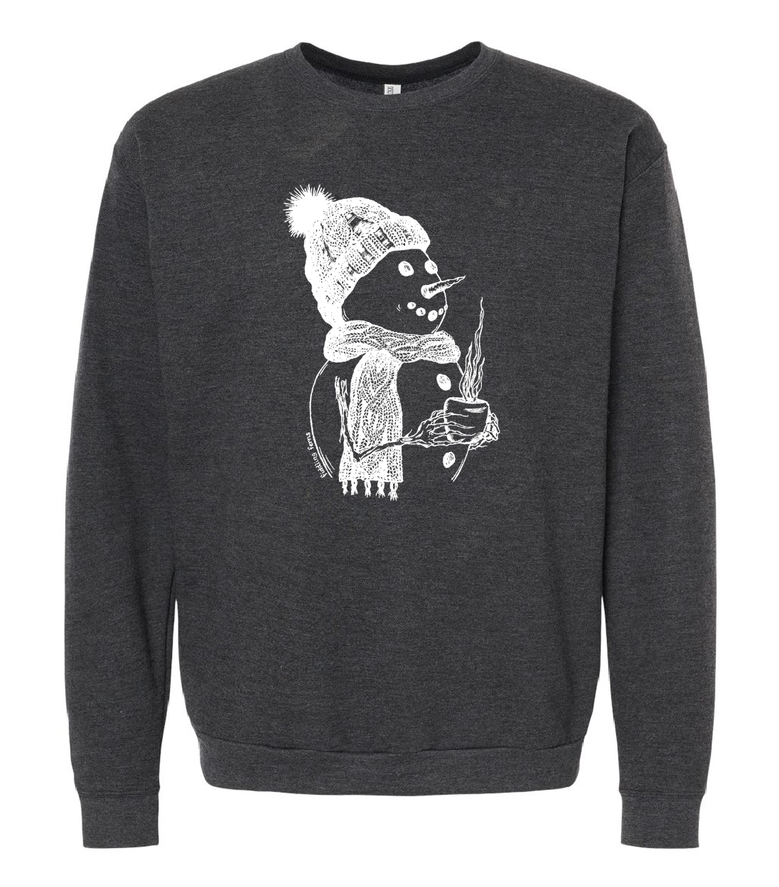 Snowman Drinking Coffee Unisex Fleece Crewneck