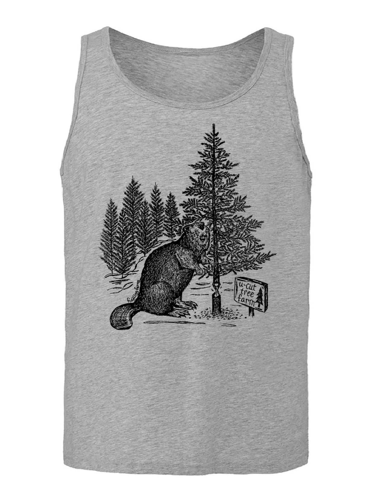 Beaver at a U Cut Tree Farm Unisex Tank Top