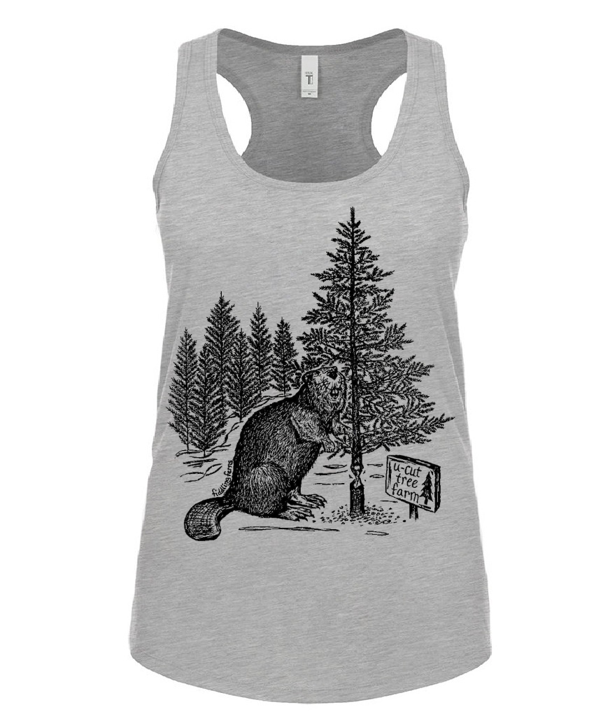 Beaver at a U Cut Tree Farm Ladies Tank Top