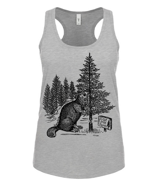 Beaver at a U Cut Tree Farm Ladies Tank Top