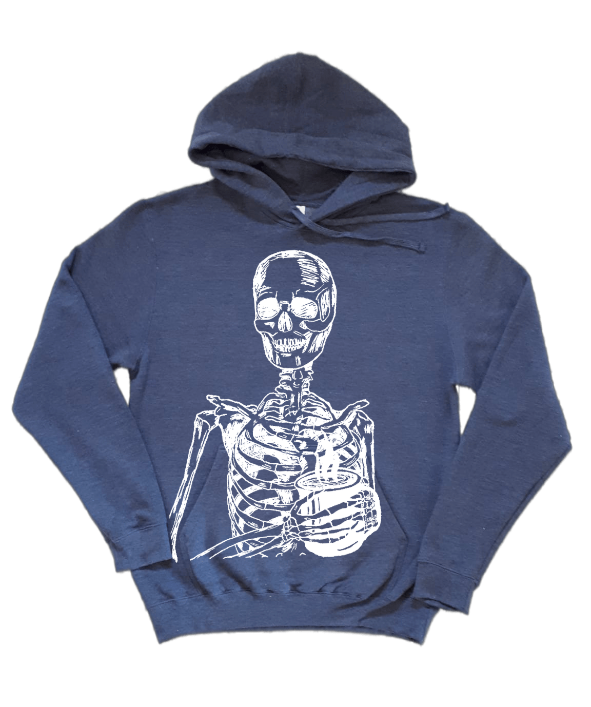 Skeleton Drinking Coffee Unisex Fleece Hoodie