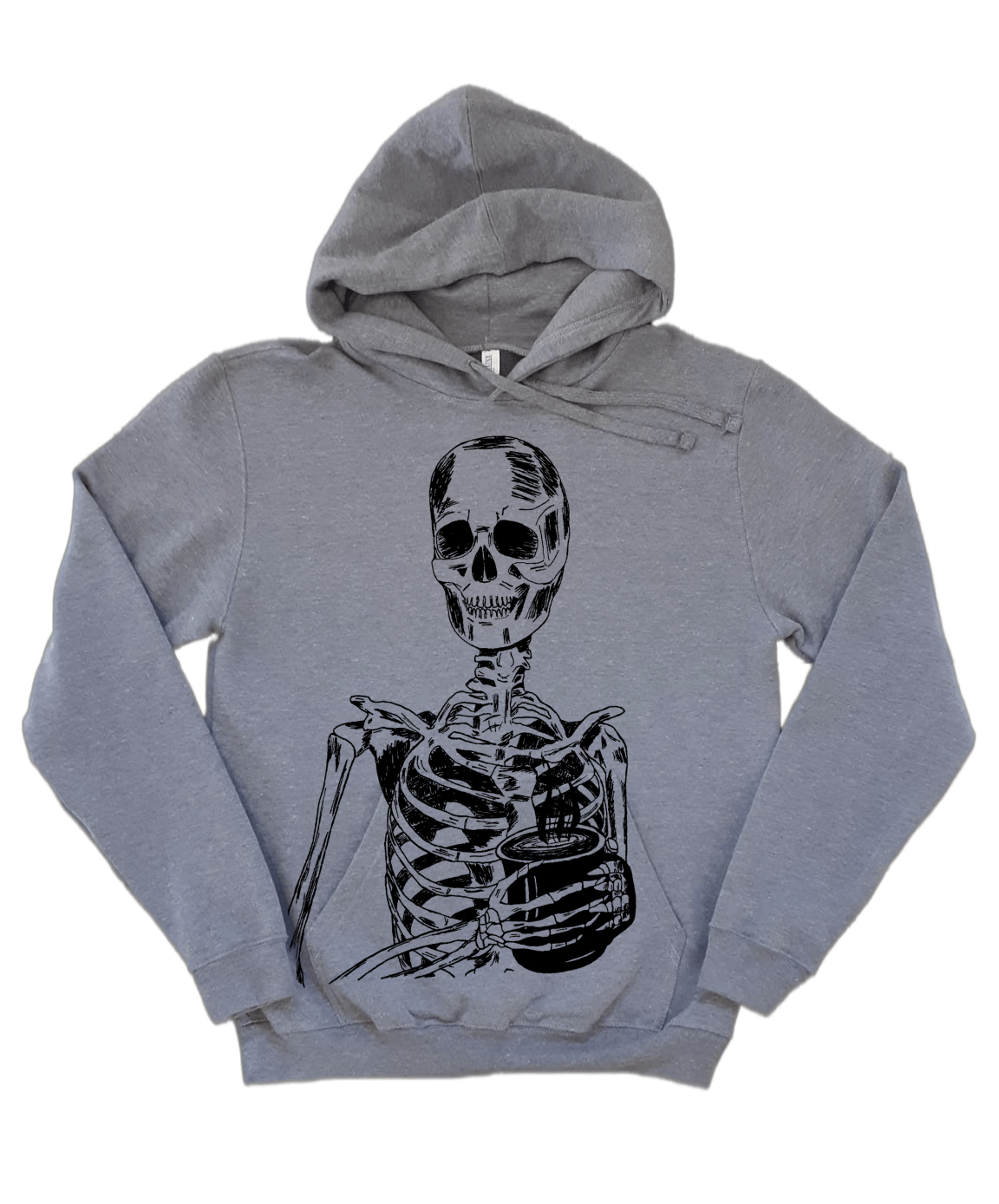 Skeleton Drinking Coffee Unisex Fleece Hoodie