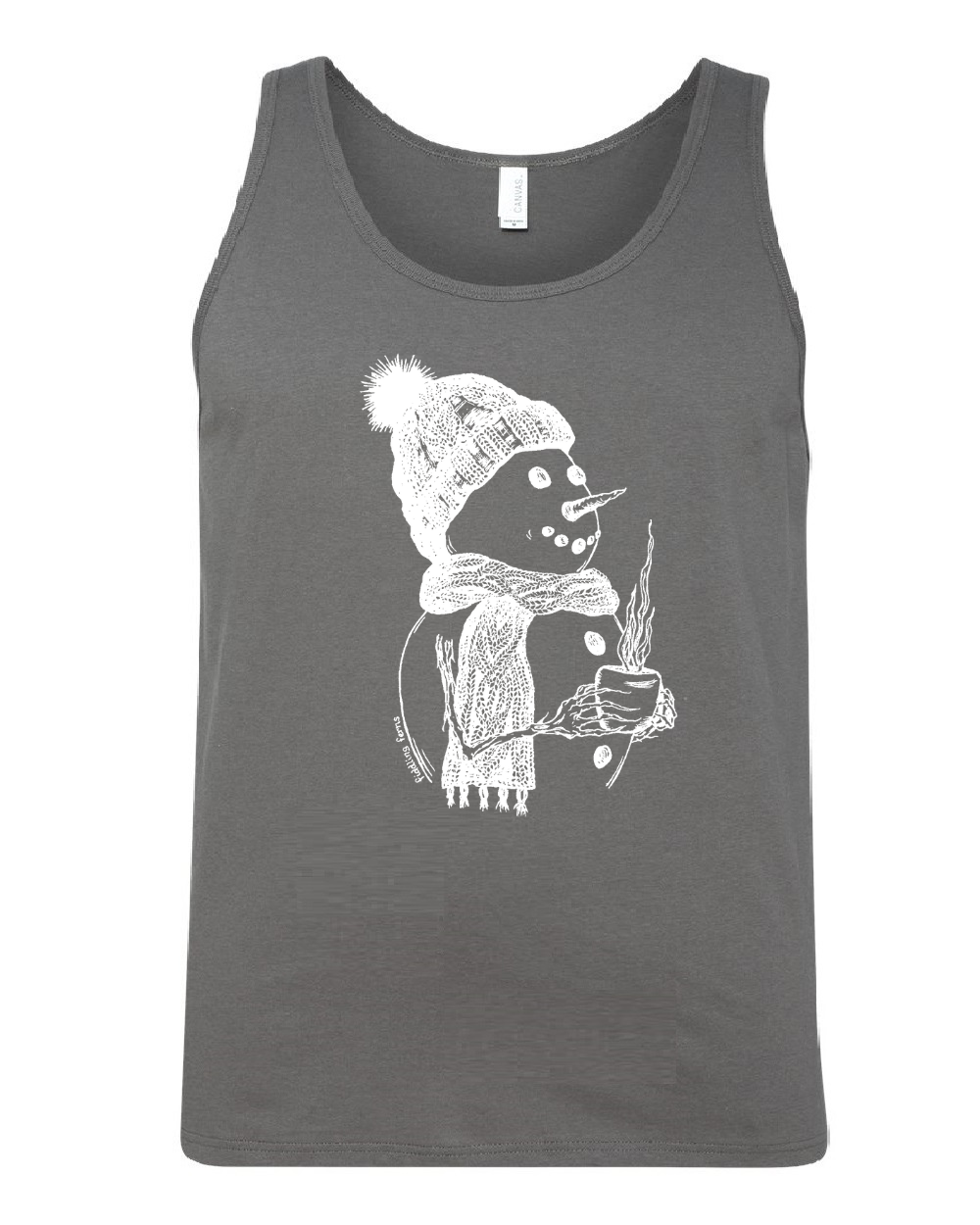 Snowman Drinking Coffee Unisex Tank Top