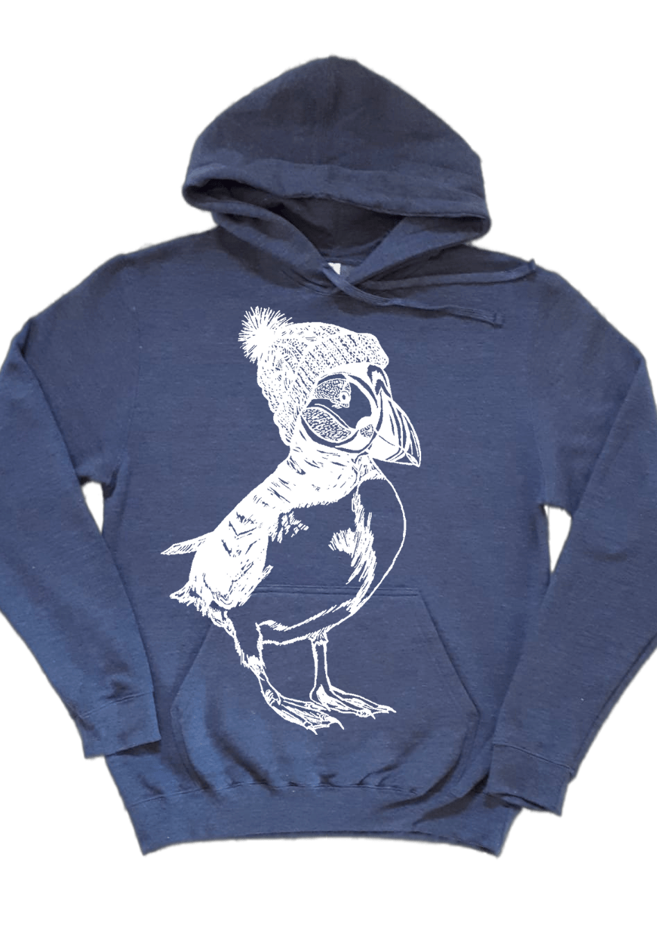 Puffin in a Pom Pom Hat Unisex Fleece Hoodie