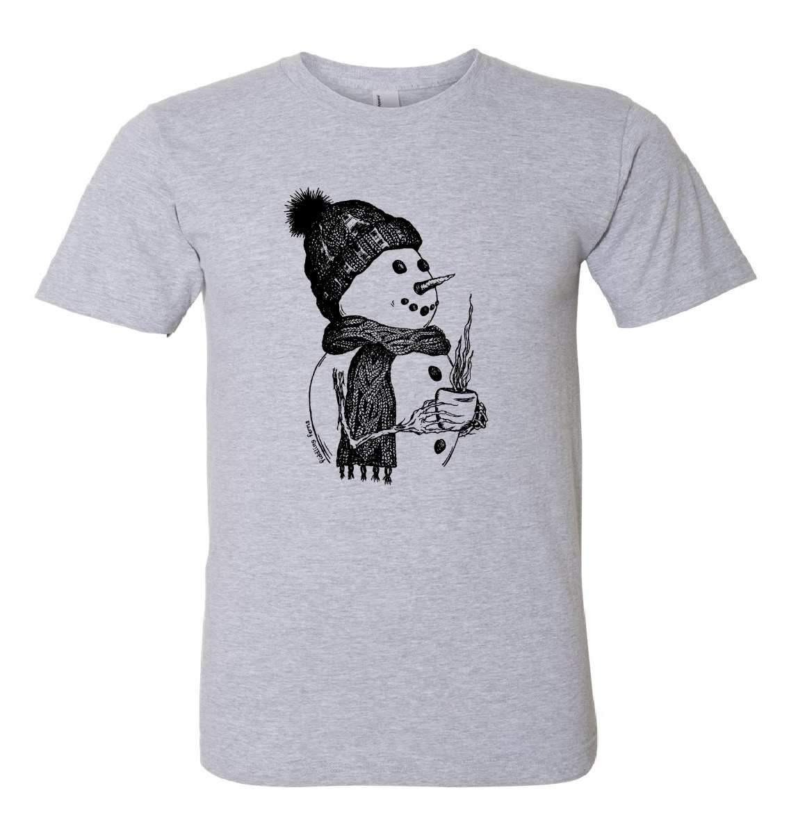 Snowman Drinking Coffee Unisex T Shirt