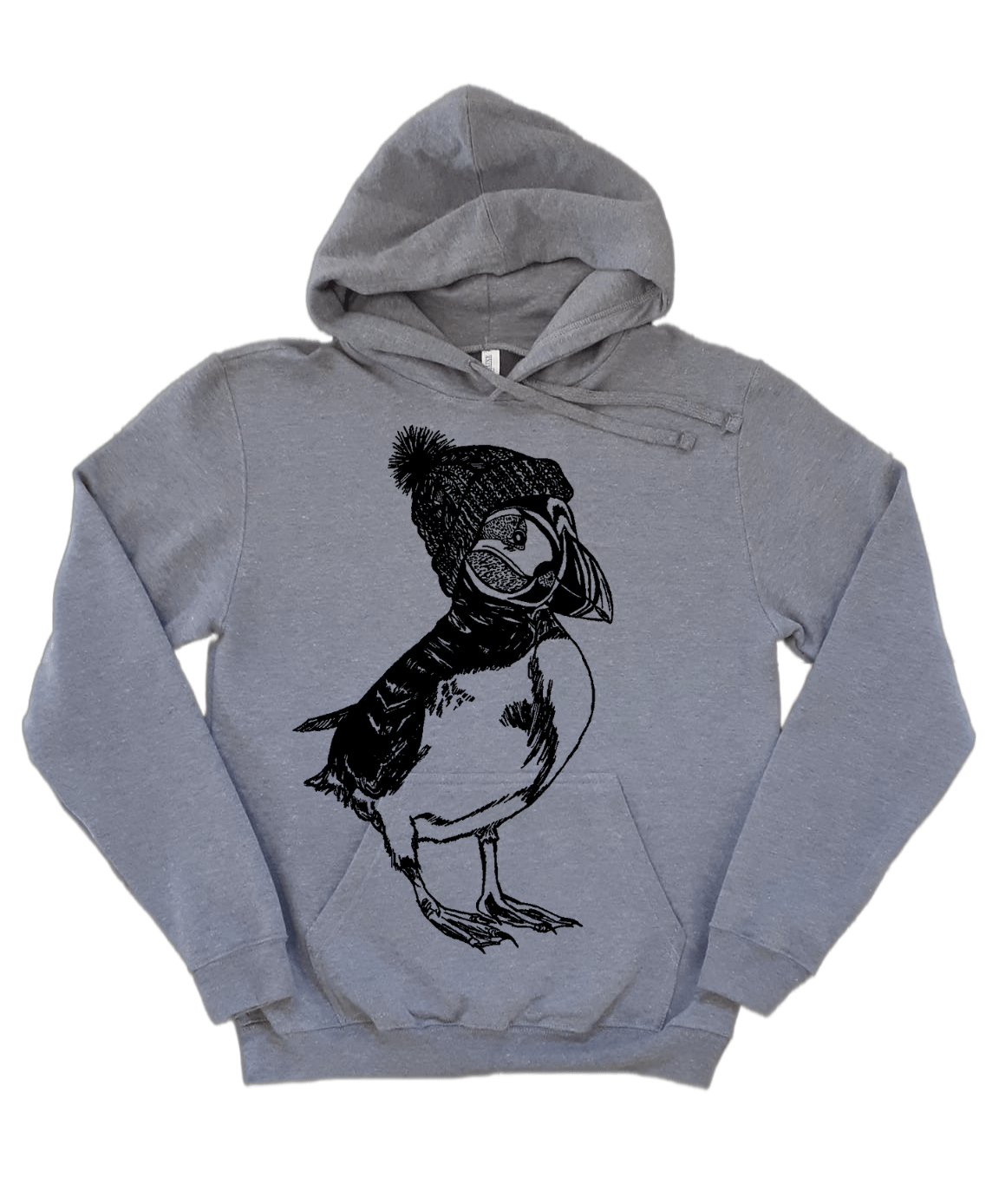 Puffin in a Pom Pom Hat Unisex Fleece Hoodie