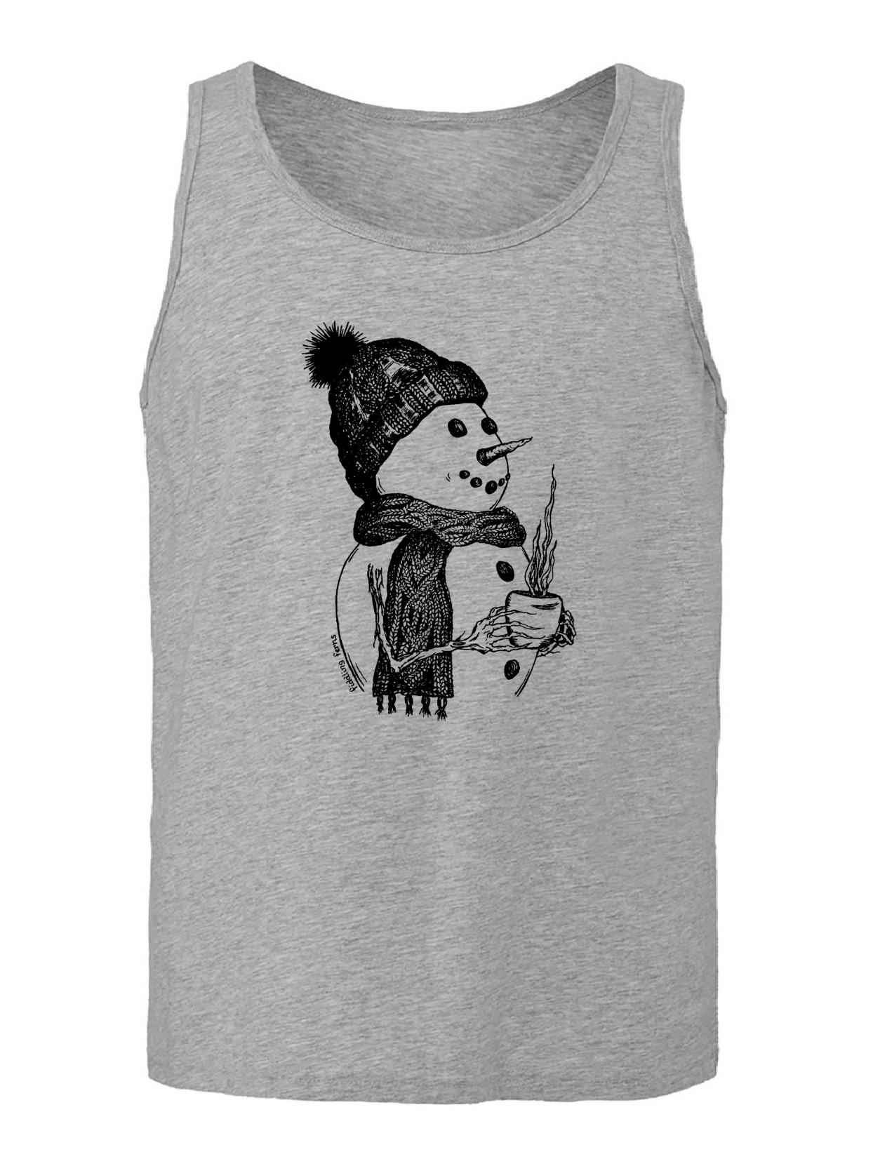 Snowman Drinking Coffee Unisex Tank Top