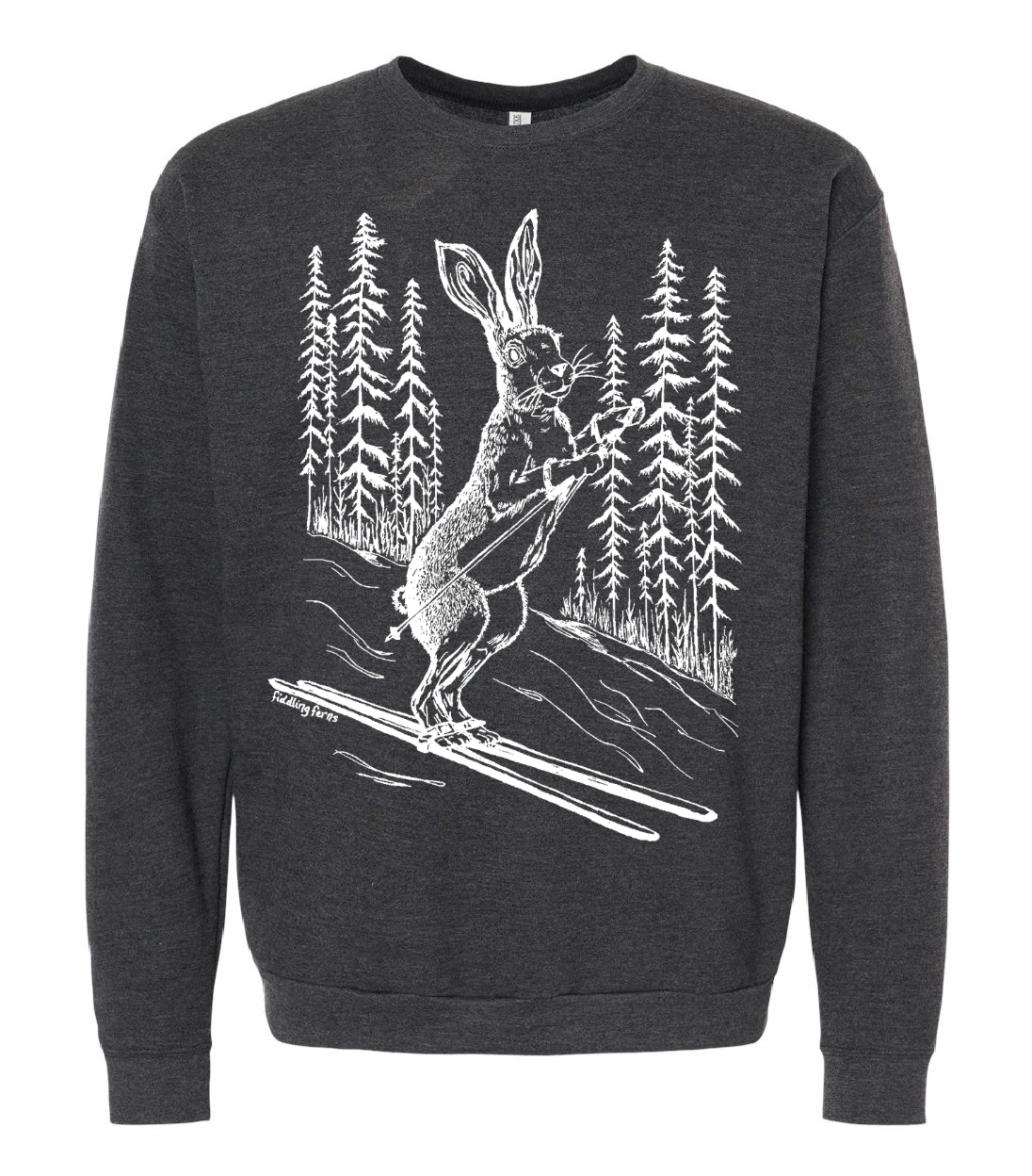 Rabbit Alpine Skiing Unisex Fleece Crewneck