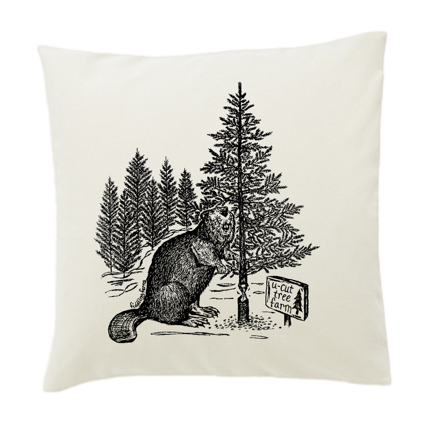 Beaver at U Cut Tree Farm 20 x 20 Cushion Cover