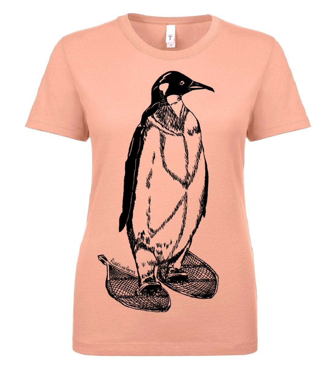 Penguin Wearing Snowshoes Ladies T Shirt