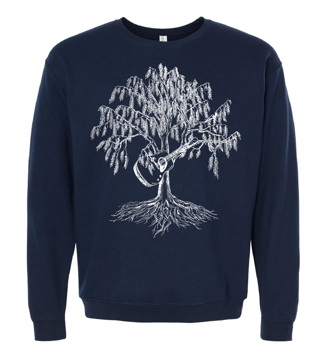 Weeping Willow Tree with Guitar Unisex Fleece Crewneck