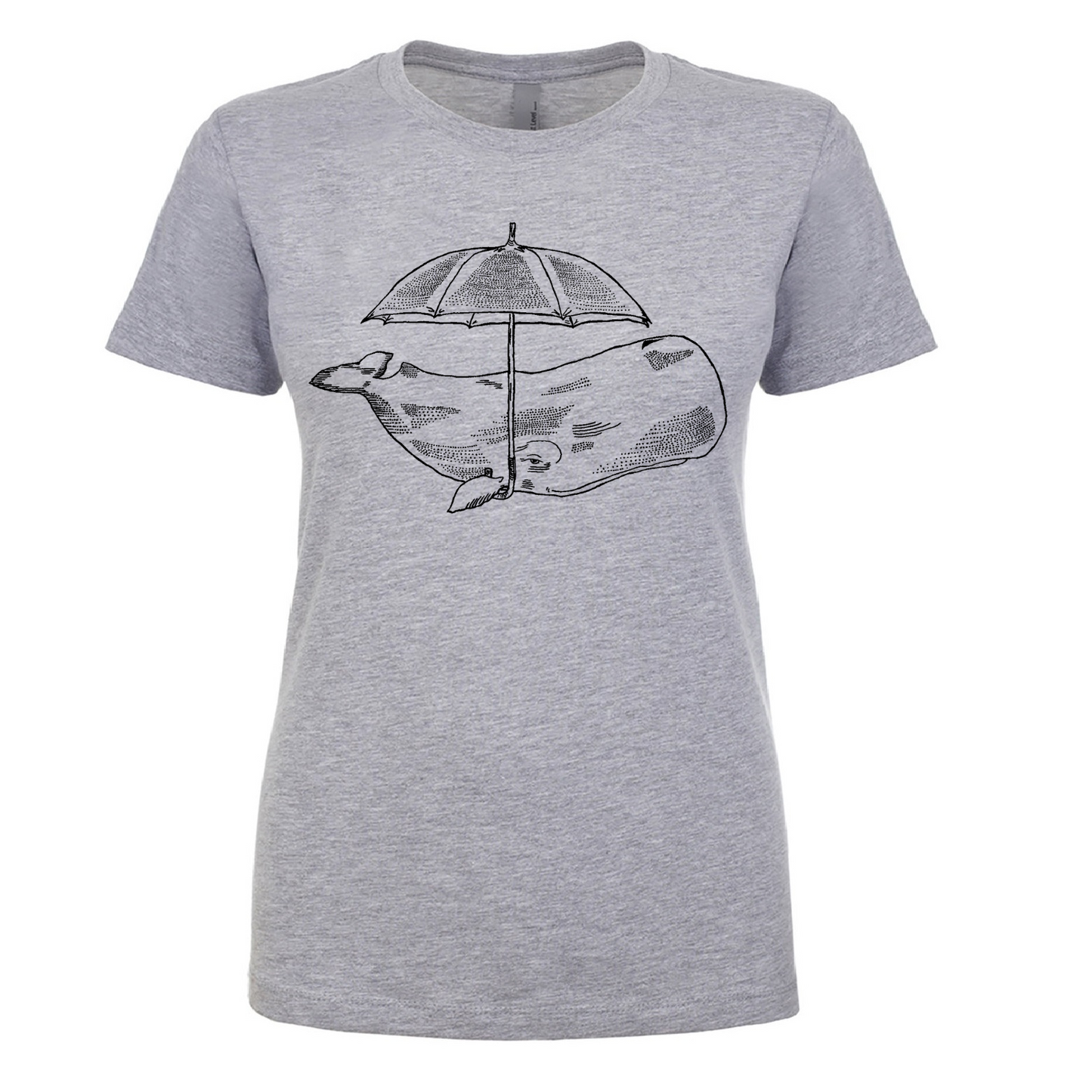 Whale with an Umbrella Ladies T Shirt