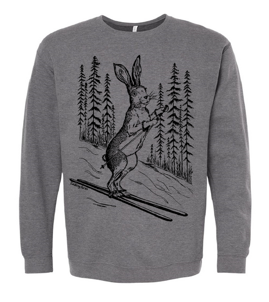 Rabbit Alpine Skiing Unisex Fleece Crewneck