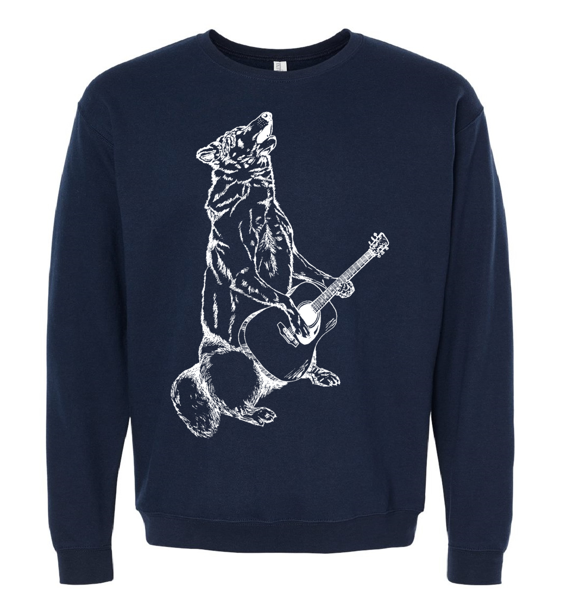 Howling Wolf with Guitar Unisex Fleece Crewneck